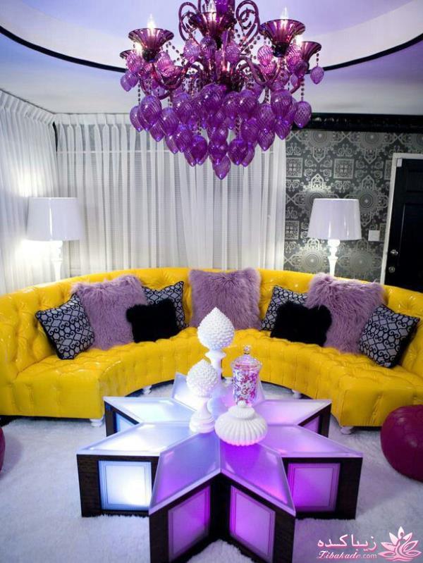 دکوراسیون رنگ زرد و بنفش 